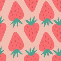 modello senza cuciture geometrico fragola. doodle sullo sfondo di bacche dolci. carta da parati fragole rosse. vettore