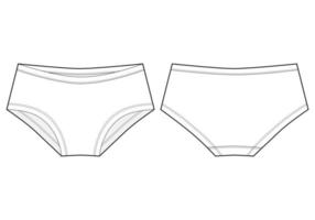 disegno tecnico delle mutandine delle ragazze. biancheria intima della signora. mutande bianche femminili. vettore