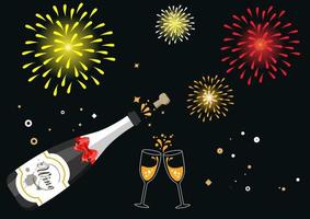 champagne per festeggiare il successo e in occasione di capodanno e capodanno. illustrazione vettoriale di cartone animato in stile piatto
