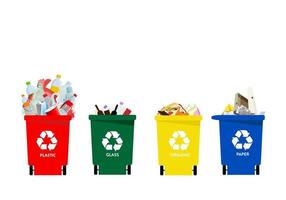 raccolta differenziata e raccolta differenziata per rifiuti e rifiuti per lo smistamento di diverse tipologie di rifiuti vettore