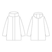 modello donne giù cappotto corto illustrazione vettoriale design piatto contorno abbigliamento collezione capispalla