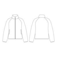 modello donna felpa raglan giacca con zip illustrazione vettoriale design piatto contorno abbigliamento collezione capispalla