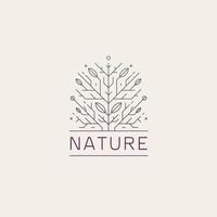 albero geometrico vettoriale, floreale, logo della linea della natura. pianta astratta organica vettore