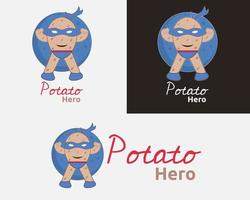 illustrazione disegno vettoriale del design del modello di logo dell'eroe della patata per la tua azienda o azienda