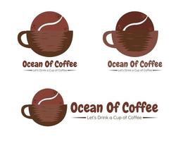 illustrazione disegno vettoriale del modello di logo oceano di caffè per la tua azienda o azienda