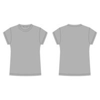 modello in bianco della maglietta grigia isolato su priorità bassa bianca. maglietta con disegno tecnico. vettore