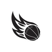 illustrazione del logo della silhoute di basket di fuoco vettore
