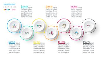 Cerchio etichetta infografica con passo dopo passo. vettore