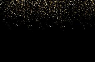 cascate scintillio dorato sparkle-bubbles particelle di champagne stelle sfondo nero felice anno nuovo concetto di vacanza. vettore