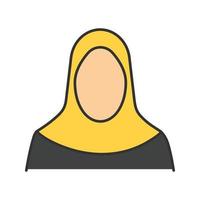 icona colore silhouette donna musulmana. abiti tradizionali musulmani. cultura islamica. hijab. illustrazione vettoriale isolata