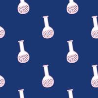 liquido lilla in boccetta modello doodle senza soluzione di continuità. sfondo blu navy. semplice ornamento disegnato a mano. vettore