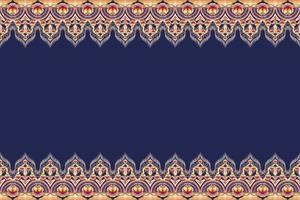 fiore rosa giallo marrone su blu navy. disegno tradizionale geometrico etnico orientale modello per sfondo, moquette, carta da parati, abbigliamento, confezionamento, batik, tessuto, illustrazione vettoriale stile ricamo