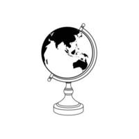 illustrazione dell'icona del contorno del globo su sfondo bianco vettore
