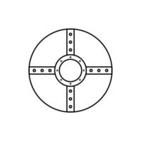 scudo rotondo icona in bianco e nero di una struttura su uno sfondo bianco adatto per logo, militare, icona di sicurezza. isolato vettore