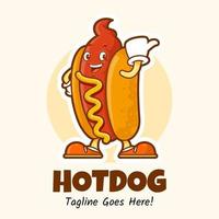 personaggio mascotte hotdog vettore