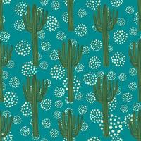 modello senza cuciture di cactus su sfondo verde. illustrazione vettoriale di doodle di cactus.