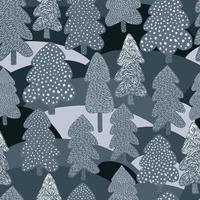 modello senza cuciture dell'albero di pino invernale scandinavo. sfondo della foresta di doodle. vettore