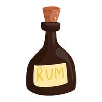 bottiglia di rum isolata su sfondo bianco. icona della bevanda dei pirati. bottiglia con tappo in legno
