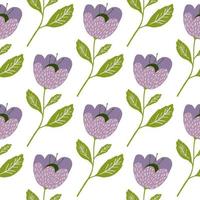 graziosi fiori vintage seamless pattern isolati su sfondo bianco. tessitura botanica. vettore