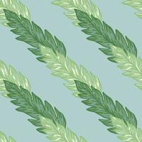 foglie verdi geometriche motivo senza cuciture su sfondo azzurro. bella carta da parati floreale vettore