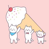 Cartone animato carino estate gatti e gelato vettoriale. vettore