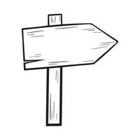 cartello in legno puntatore a destra in stile doodle vettore