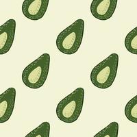 semplice diagonale ornamento avocado seamless isolato pattern. forme grezze verdi su sfondo bianco. vettore