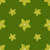 modello senza cuciture in stile minimalista nei toni del verde con ornamento di fiori tropicali. sfondo dell'album. vettore