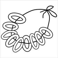 un mucchio di bagel in stile doodle su sfondo bianco. libro da colorare. eps 10. vettore