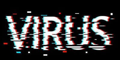 virus della parola glitch digitale su sfondo nero. design tipografico di iscrizione del concetto di virus. vettore