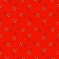 motivo decorativo senza cuciture in stile geometrico con forme di quadrifoglio arancione. sfondo rosso. vettore