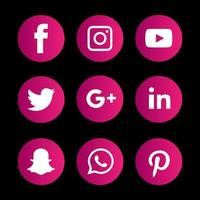 icone dei social media con design piatto. design semplice dell'icona. vettore