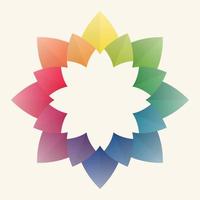 cornice di petali di fiori colorati. toni di colore pastello. modello a forma di mandala. lasciare uno sfondo bianco per il testo. elementi di design per pubblicazioni, copertine, carte, poster, volantini, pareti. illustrazioni vettoriali. vettore