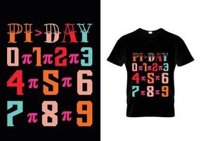 pi giorno 0 1 2 3 4 5 6 7 8 9 t-shirt design vettore