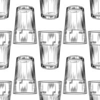 modello senza cuciture di vetro highball disegnato a mano. fondale in vetro collin. vettore