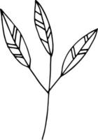 icona di foglie astratte. scarabocchio disegnato a mano. , scandinavo, nordico, minimalismo, monocromatico. pianta, erbario. vettore