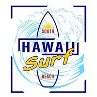 hawaii surf segno logo stampa isolato sfondo bianco vettore