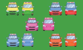 vista anteriore e posteriore del taxi tailandese e di colore diverso. illustrazione vettoriale eps10