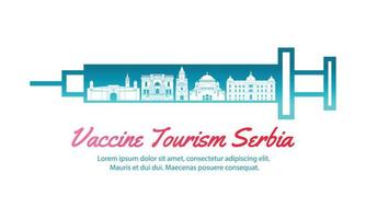 arte di viaggio concettuale del turismo vaccinale della serbia vettore