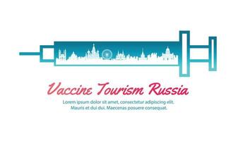 concetto di viaggio arte del turismo vaccinale della russia vettore