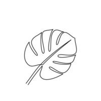 disegno del contorno della foglia di monstera tropicale. disegno a tratteggio di foglie tropicali di monstera. modelli per i tuoi progetti. illustrazione vettoriale