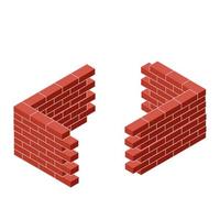muro di mattoni rossi della casa. elemento di costruzione di edifici. vettore