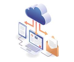 e-mail di rete del computer del server cloud di dati vettore