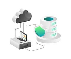 concetto di illustrazione isometrica. analizzare il database del server cloud vettore