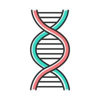 icona del colore dell'elica del dna. desossiribonucleico, struttura dell'acido nucleico. fili a spirale. cromosoma. biologia molecolare. codice genetico. genoma. genetica. medicinale. illustrazione vettoriale isolata