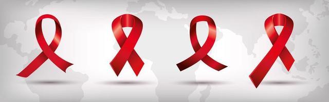 set di icona isolata di nastri di consapevolezza di giorno di aids vettore