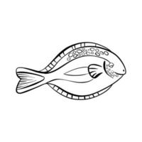 chirurgo di pesce disegnato a mano. icona di stile doodle vettoriale