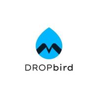 design semplice del logo dell'uccello di goccia blu vettore