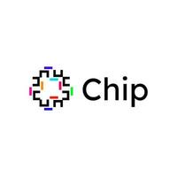 design piatto semplice logo chip tecnologico vettore