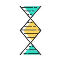 icona del colore dell'elica del dna a forma di diamante. desossiribonucleico, struttura dell'acido nucleico. fili a spirale. cromosoma. biologia molecolare. codice genetico. genoma. genetica. illustrazione vettoriale isolata